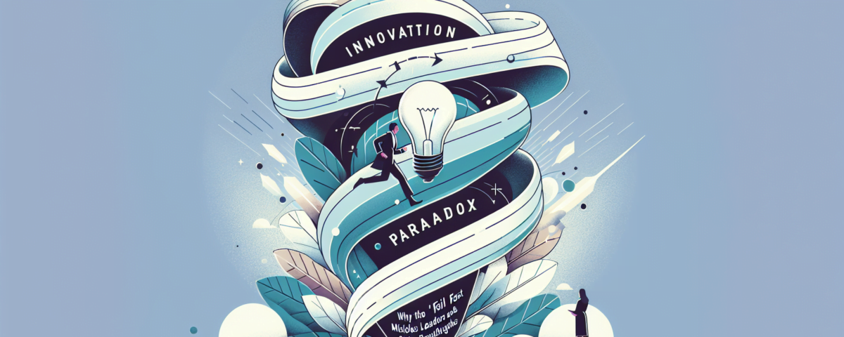 Generate a wide, clean and professional digital illustration suitable for an article header. The theme revolves around 'Embracing the Innovation Paradox: Why the 'Fail Fast' Mantra Misleads Leaders and Stifles Breakthroughs'. The design should embody a sleek, modern appearance, utilizing a minimalist and sophisticated style. For the background, please use soft, muted colors to maintain subtlety. The image should be devoid of any textual elements.